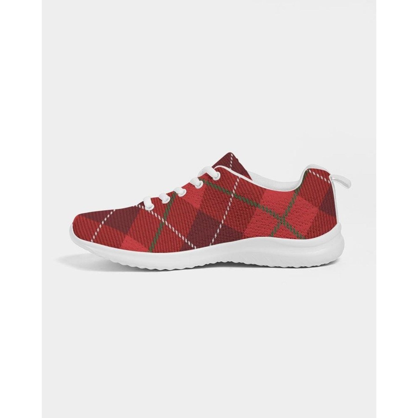 Womens Sneakers - Red Plaid Canvas Sports Shoes / Running