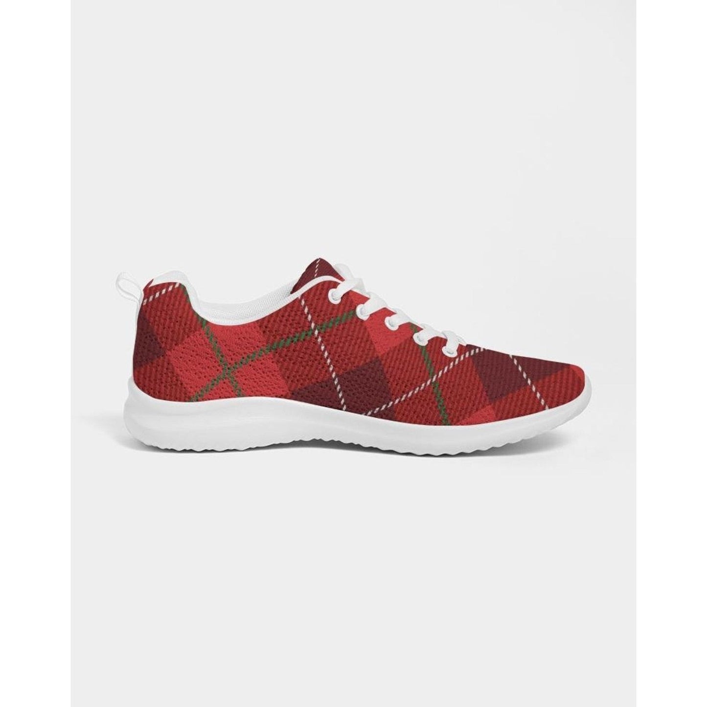 Womens Sneakers - Red Plaid Canvas Sports Shoes / Running