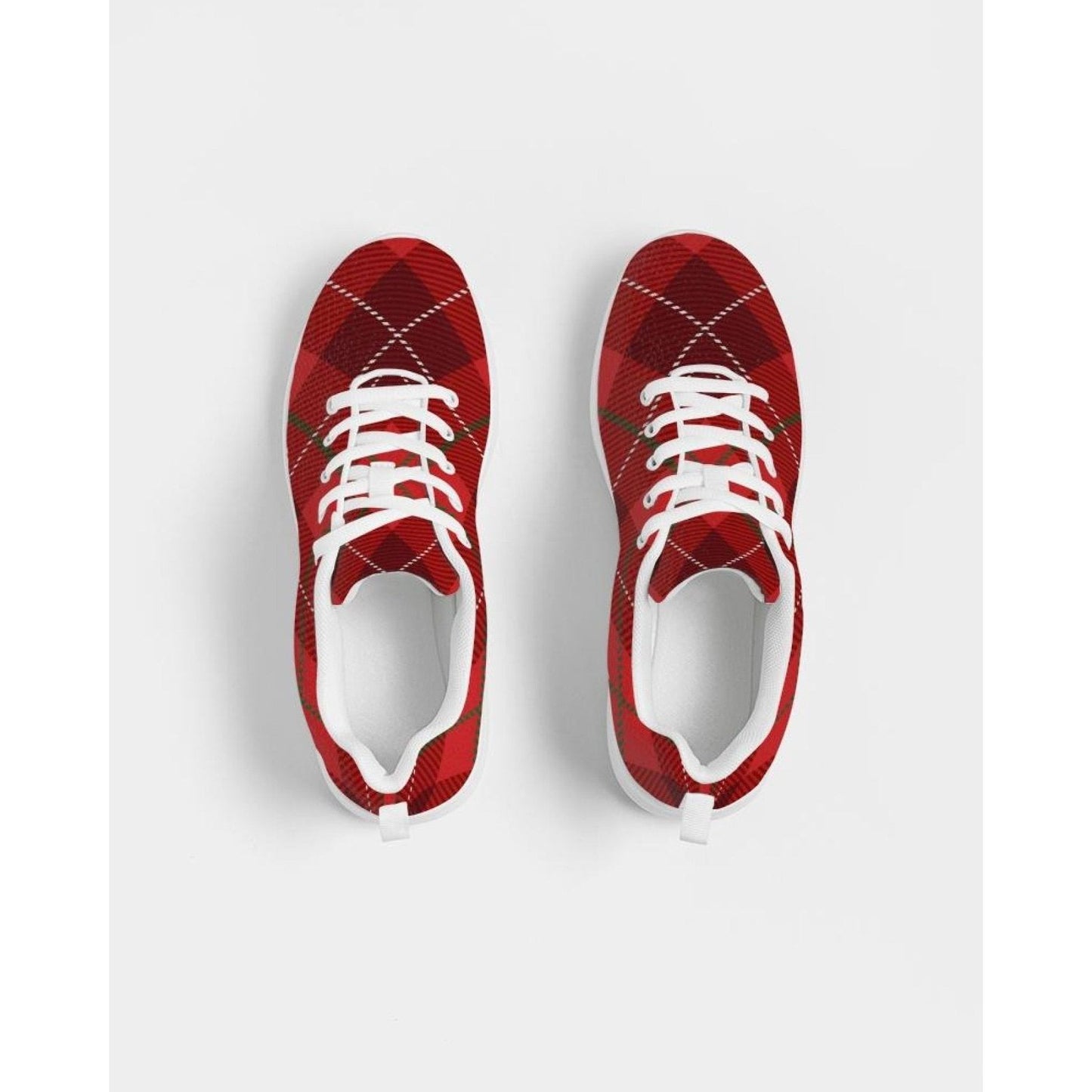 Womens Sneakers - Red Plaid Canvas Sports Shoes / Running