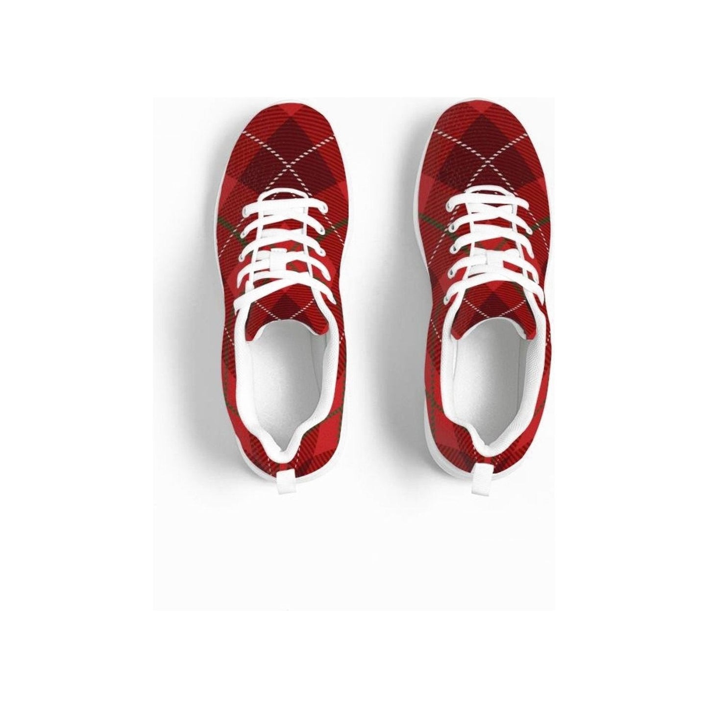 Womens Sneakers - Red Plaid Canvas Sports Shoes / Running