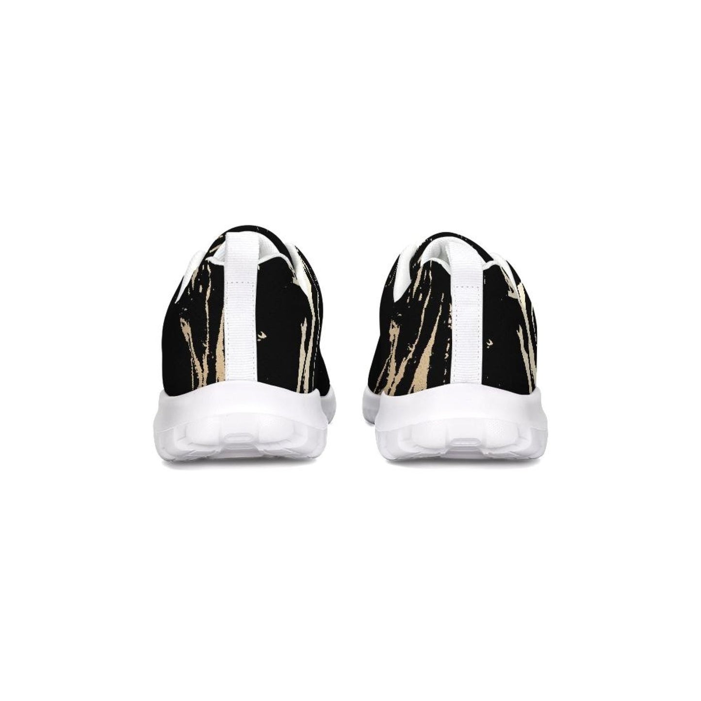 Womens Sneakers - Black And Gold Swirl Style Canvas Sports Shoes /