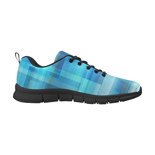 Womens Sneakers, Blue And Black Geometric Print Running Shoes