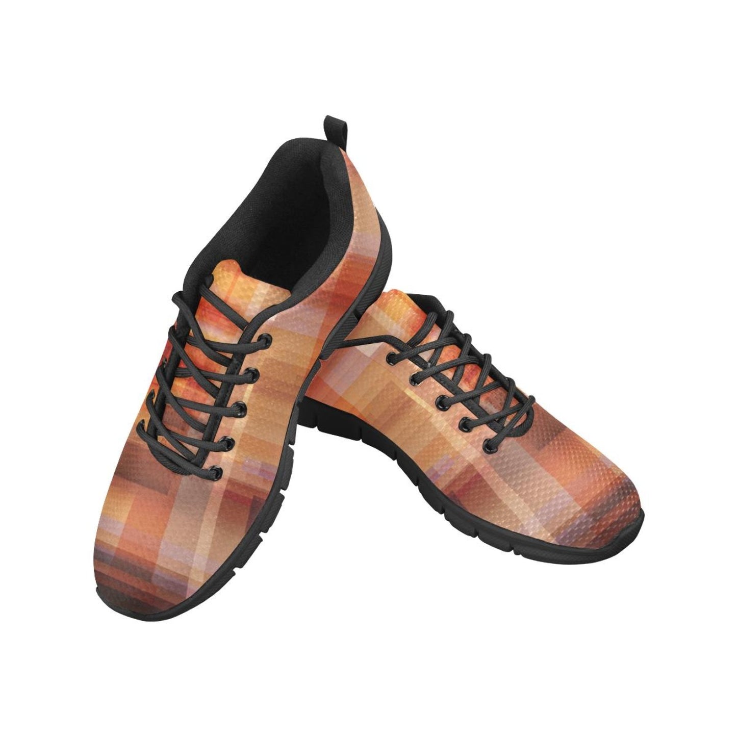 Womens Sneakers, Geometric Brown And Black Running Shoes