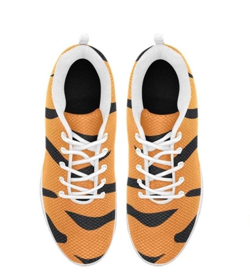 Damen Sneakers, orange und schwarz Tiger gestreifte Laufschuhe