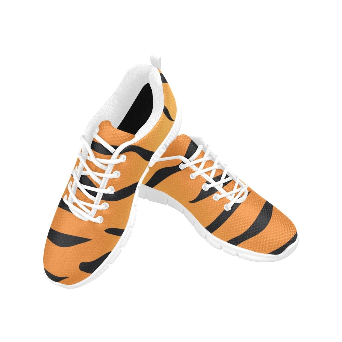 Womens Sneakers, Orange And Black Tiger Striped Running Shoes