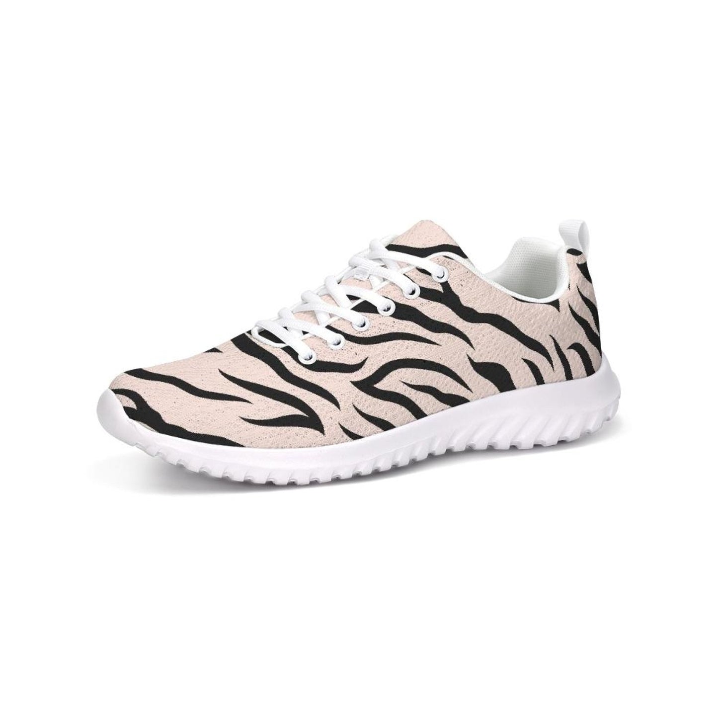 Damessneakers - Roze en zwarte canvas sportschoenen met zebrastrepen /