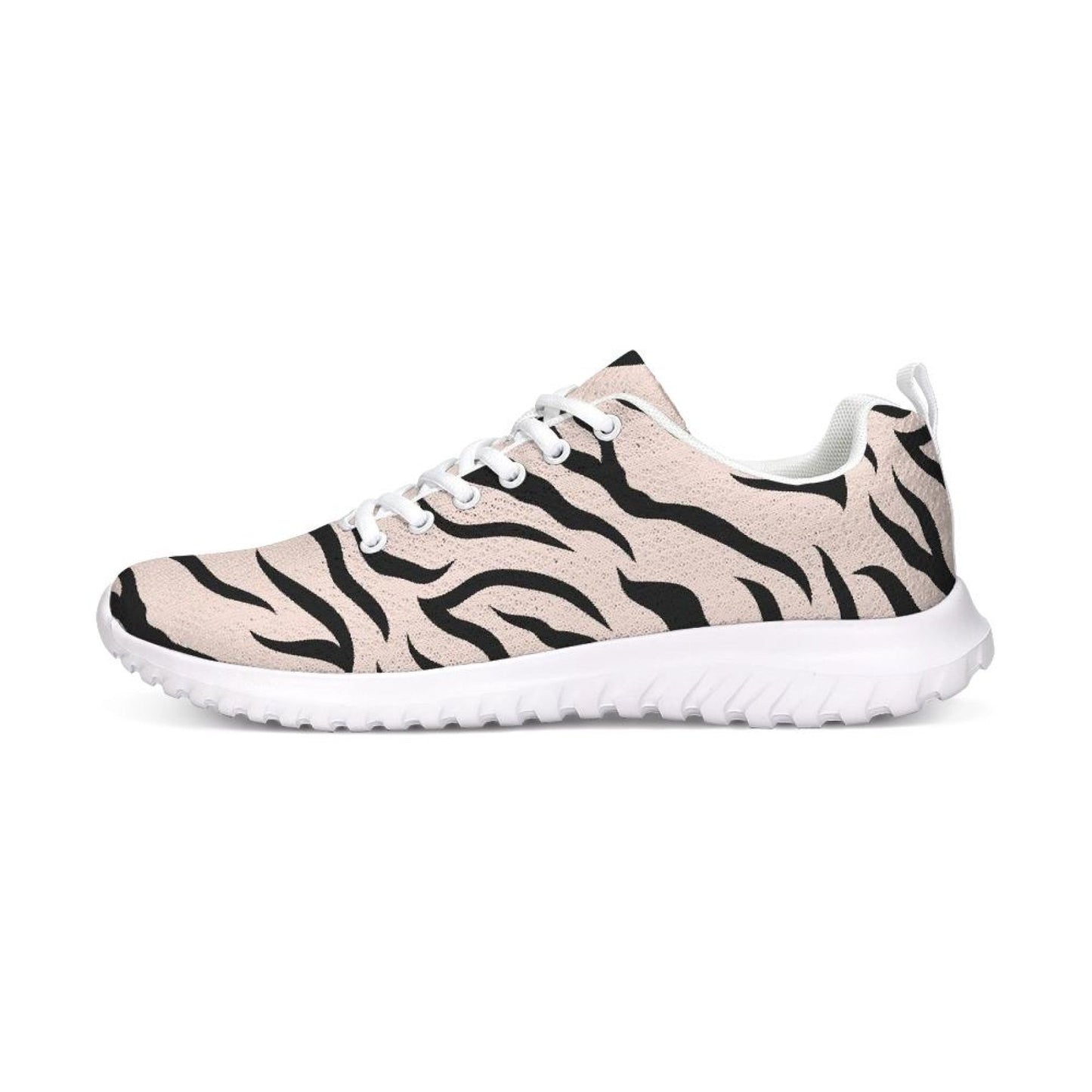 Damessneakers - Roze en zwarte canvas sportschoenen met zebrastrepen /