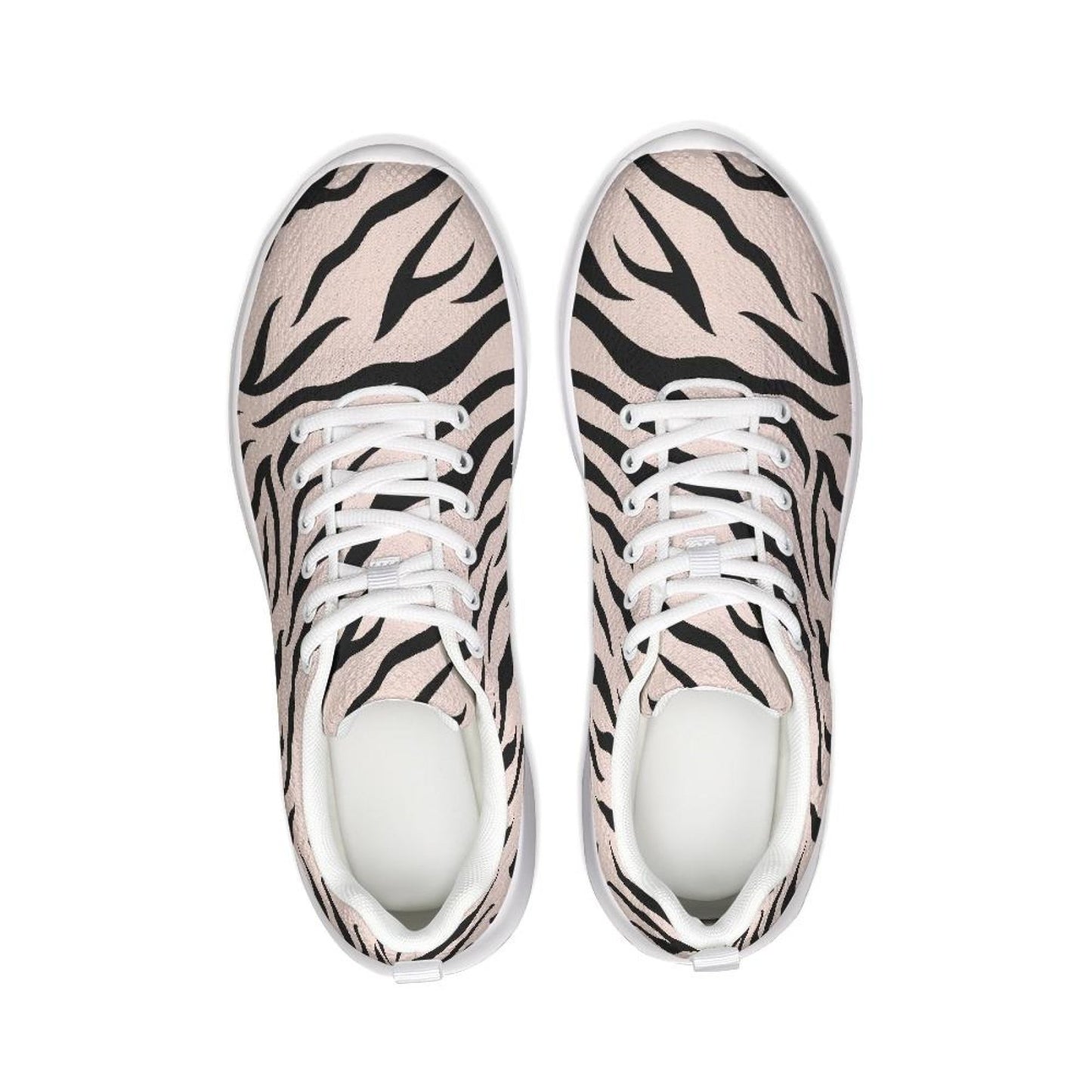 Damessneakers - Roze en zwarte canvas sportschoenen met zebrastrepen /