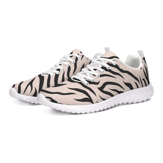 Womens Sneakers - Pink And Black Zebra Stripe Canvas Sports Shoes /