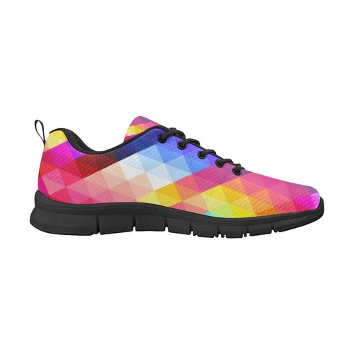 Damen-Sneakers, Laufschuhe mit geometrischem Regenbogen-Print