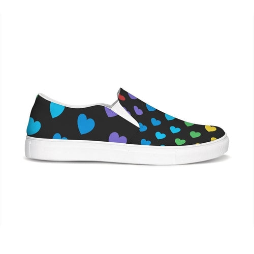 Damen-Sneakers, Rainbow Hearts Low Top Slip-on-Canvas-Schuhe