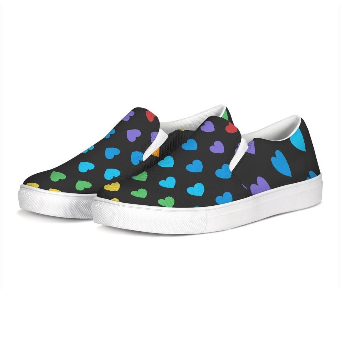 Damen-Sneakers, Rainbow Hearts Low Top Slip-on-Canvas-Schuhe