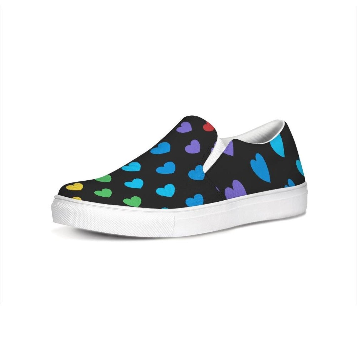 Damen-Sneakers, Rainbow Hearts Low Top Slip-on-Canvas-Schuhe