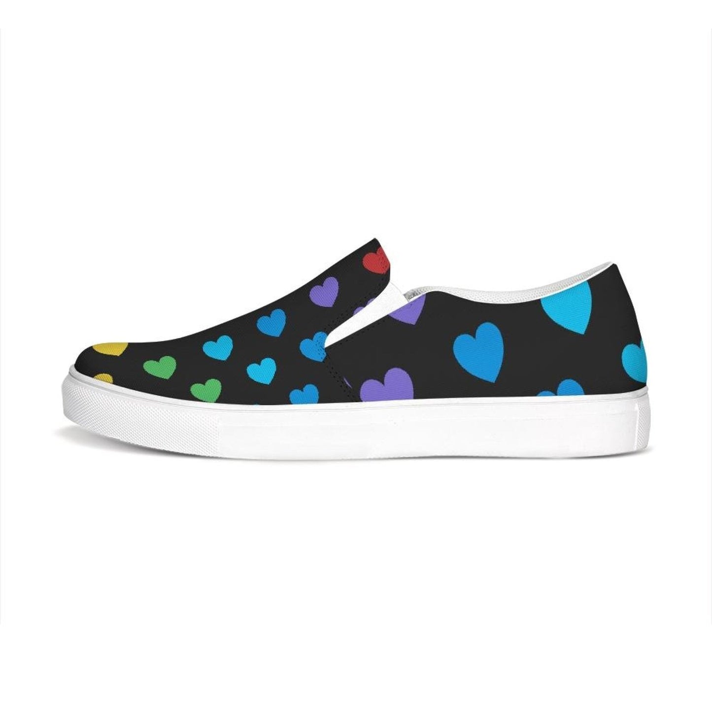 Damen-Sneakers, Rainbow Hearts Low Top Slip-on-Canvas-Schuhe