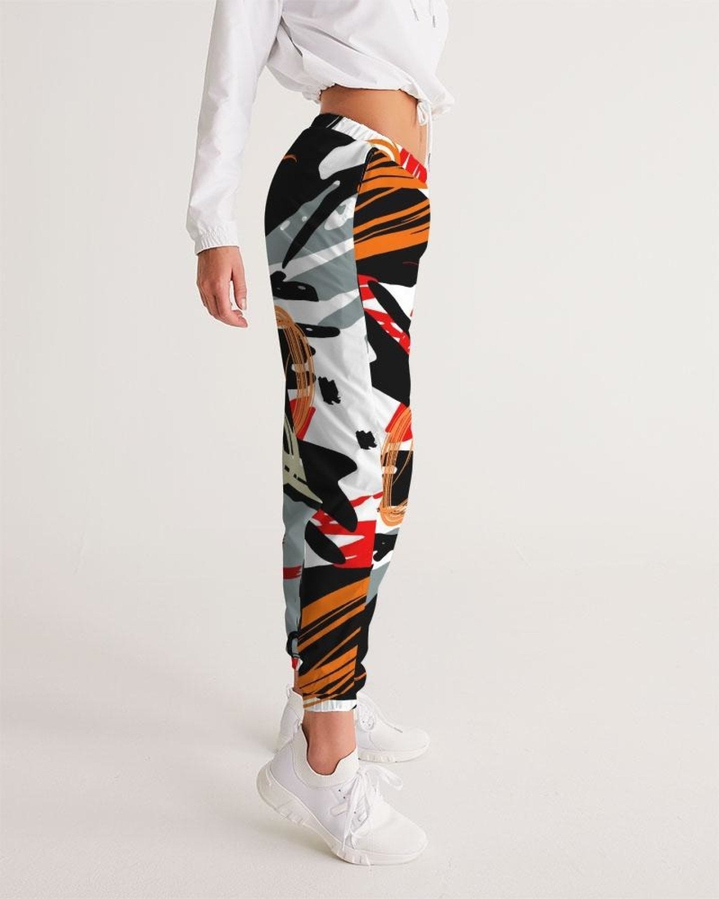 Womens Track Pants - Red Multicolor Graphic Sports Track Pants