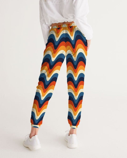 Womens Track Pants - Orange Multicolor Geometric Graphic Sports Pants