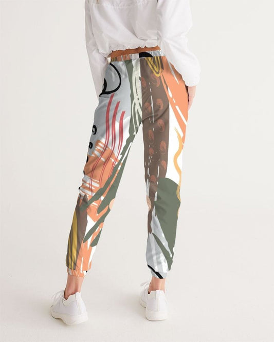 Womens Track Pants - White Multicolor Graphic Sports Pants